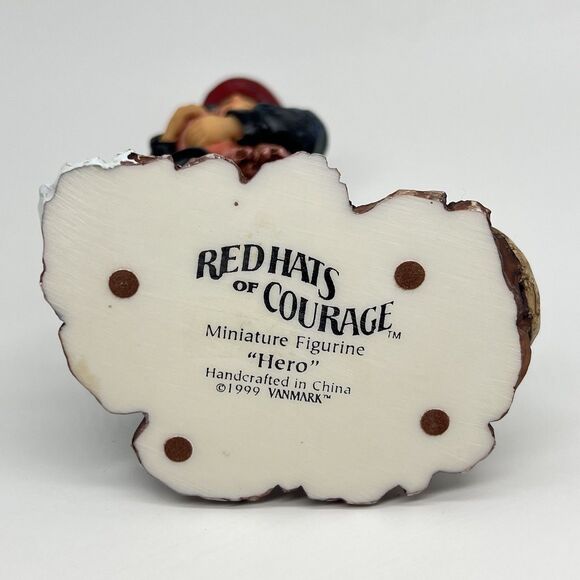 VTG Red Hats of Courage "HERO" Fireman Figurine Carrying Child 1999 Vanmark VGC - Picture 5 of 11